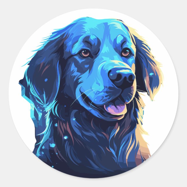 Spielender Hund mit Zunge-Out Runder Aufkleber (Vorderseite)
