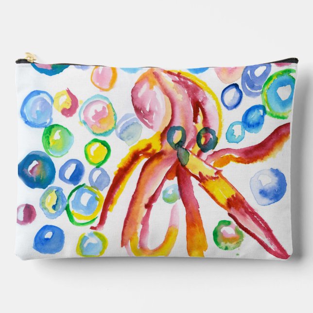 Spielender Octopus Makeup Bag Zubehörtasche (Vorderseite)