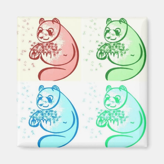 Spielender Pop Art Panda Bear Magnet (Vorne)