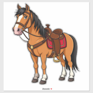 🐴 Spielender Reitsattel-Aufkleber für Kinder 🐴 Aufkleber