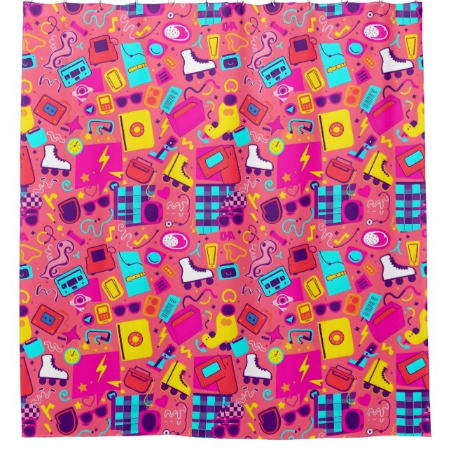 Spielender Retro-Duschvorhang - Dynamische Muster Duschvorhang (Vorderseite)