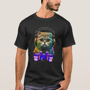 Spielender Scottish Fold Katze Spieler Tier Video T-Shirt