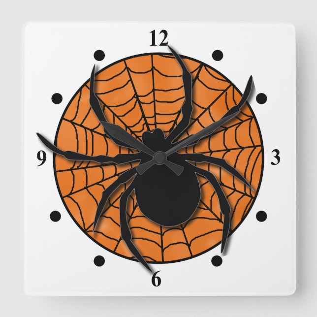 Spielender Spider Web Riesenspinne Quadratische Wanduhr (Vorderseite)