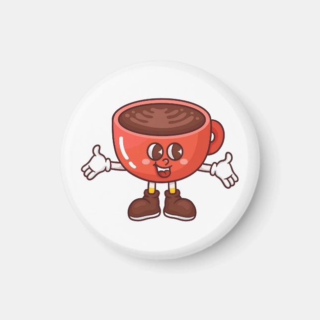Spielender und lustiger Cartoon Coffee Cup Magnet (Vorne)
