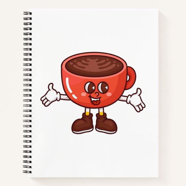Spielender und lustiger Cartoon Coffee Cup Notizbuch (Vorderseite)