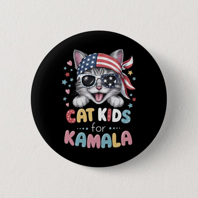 Spielendes Katzendesign für Kinder Button (Vorderseite)