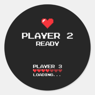 Spieler 2 Spieler 3 Laden - Retro Gaming - Runder Aufkleber