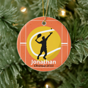 Spieler auf dem Tennis Court Personalisiert Sporty Keramik Ornament