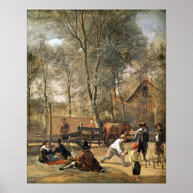 Spieler außerhalb eines Gasthauses, c.1660-63 Poster (Vorne)