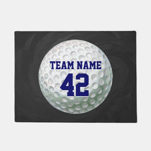 Spieler-Namen-und Zahl-Golfball Fußmatte (Vorderseite)