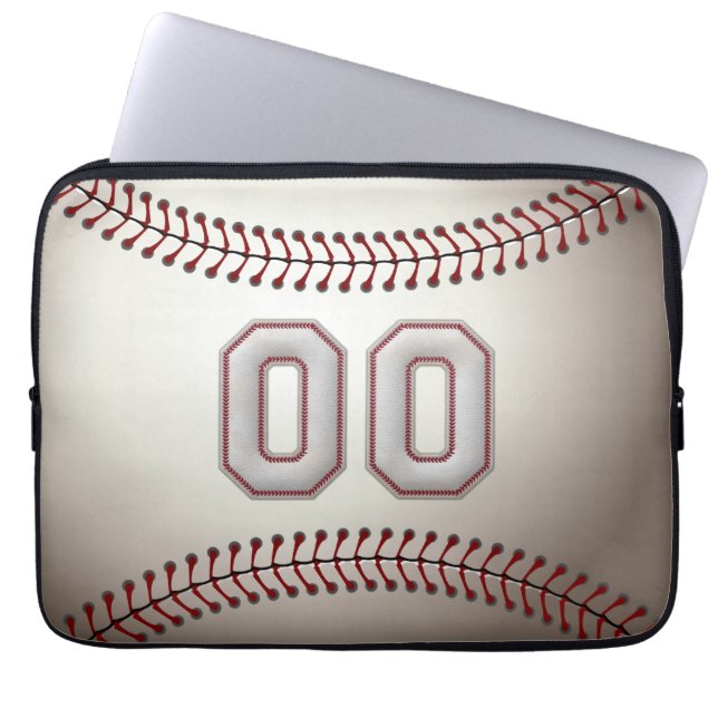Spieler Nr. 00 - coole Baseball-Stiche Laptopschutzhülle (Vorderseite)