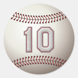 Spieler Nr. 10 - coole Baseball-Stiche Runder Aufkleber