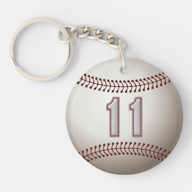 Spieler Nr. 11 - coole Baseball-Stiche Schlüsselanhänger (Vorderseite)