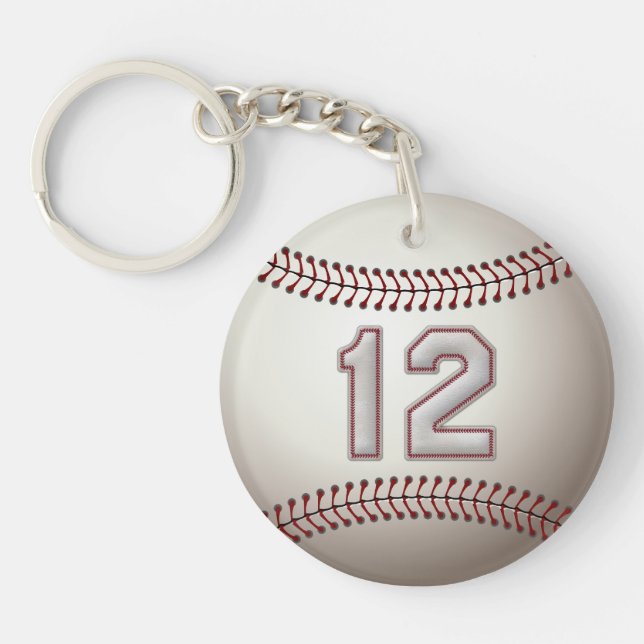 Spieler Nr. 12 - coole Baseball-Stiche Schlüsselanhänger (Vorderseite)