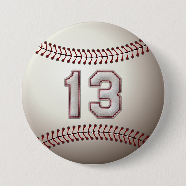 Spieler Nr. 13 - cooler Baseball näht Buttone Button (Vorderseite)
