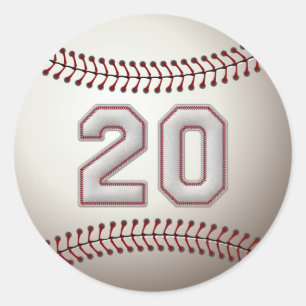 Spieler Nr. 20 - coole Baseball-Stiche Runder Aufkleber