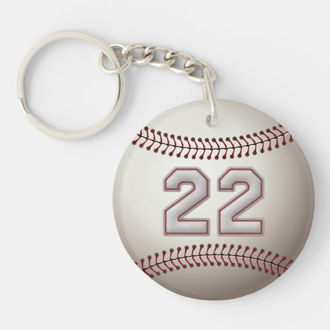 Spieler Nr. 22 - coole Baseball-Stiche Schlüsselanhänger (Vorderseite)