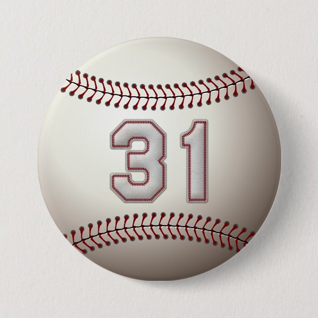 Spieler Nr. 31 - cooler Baseball näht Buttone Button (Vorderseite)