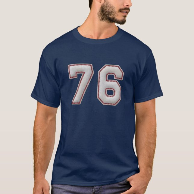Spieler Nr. 76 - coole Baseball-Stiche T-Shirt (Vorderseite)