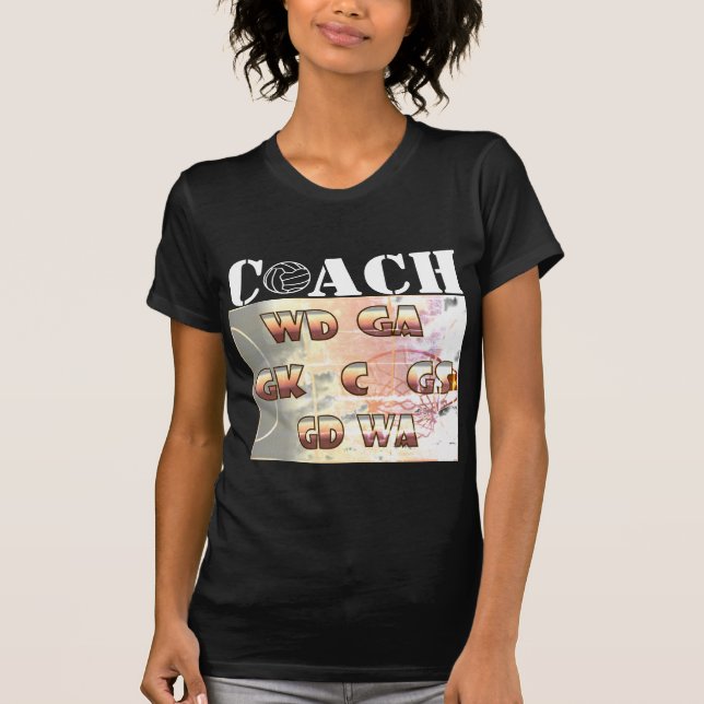 Spieler-Positionen und Ball-Entwurfnetball-Zug T-Shirt (Vorderseite)