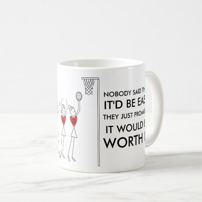 Spieler-Positionen und motivierend Netball-Zitat Kaffeetasse (VorderseiteRechts)