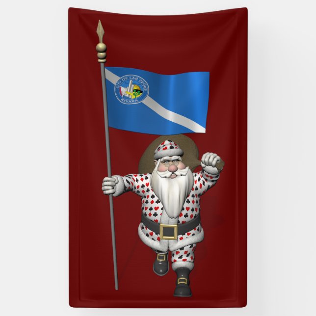Spieler-Weihnachtsmann mit der Flagge von Las Vega Banner (Vertikal)