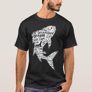 Spielerei Fisch-Silhouette-Typografie – Süß Aqua T-Shirt