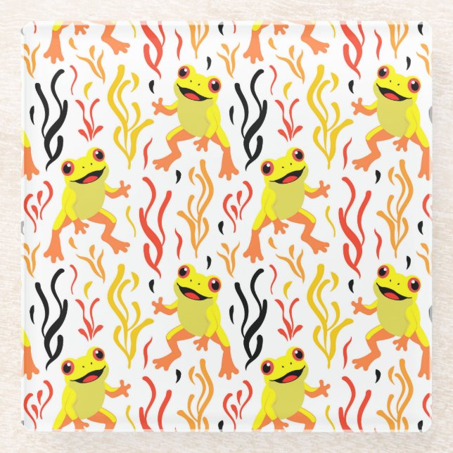 Spielerfrösche Glasuntersetzer (Vorderseite)