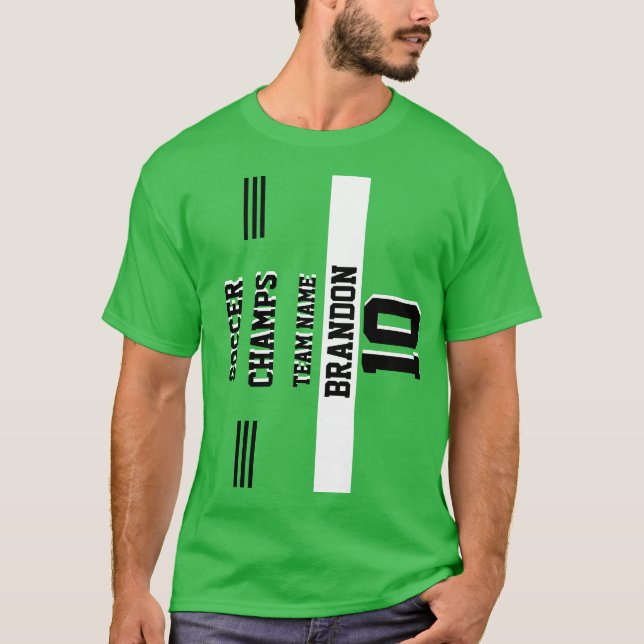 Spielerfußballchamps personalisiert schwarz-grün T-Shirt (Vorderseite)