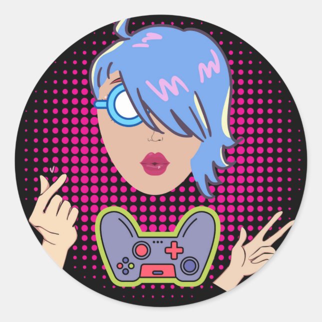 Spielerin Runder Aufkleber (Vorderseite)