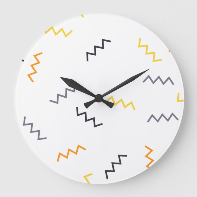 Spielerisch, farbenfroh, trendig, modern gezackt große wanduhr (Vorderseite)