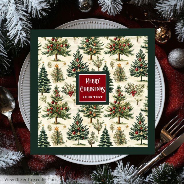 Spielerisch frohe Weihnachtstypografie rot grün Serviette (Playful Merry Christmas typography red green Paper Dinner Napkins)
