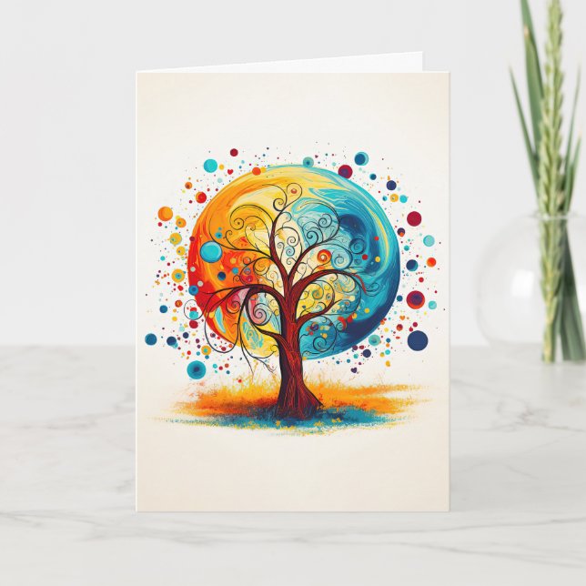 Spielerisch fröhlicher Baum des Lebens Natur Karte (Vorderseite)