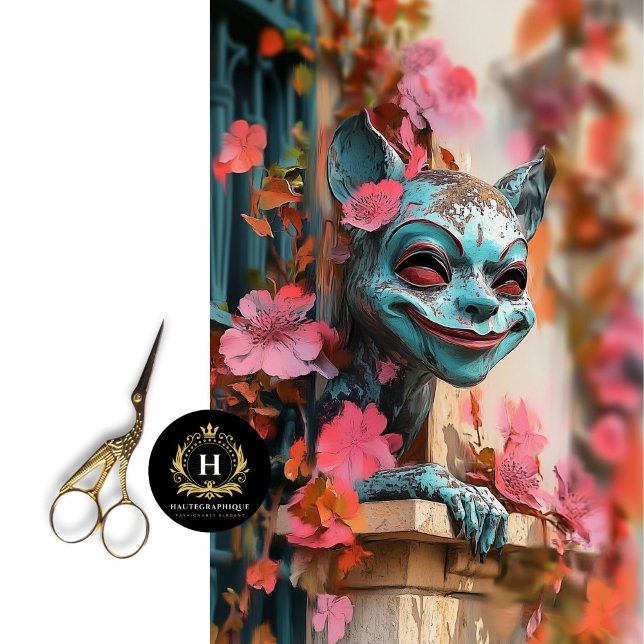 Spielerisch Gothic Gargoyle Pink Floral Decoupage Seidenpapier (Von Creator hochgeladen)