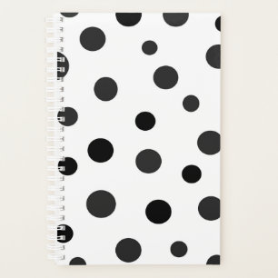 Spielerisch große Polka Dots Schwarz auf Weiß Planer