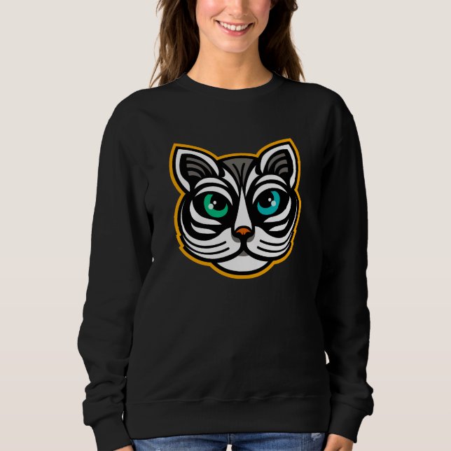 Spielerisch Mit Augen Cat Sweatshirt Art (Vorderseite)