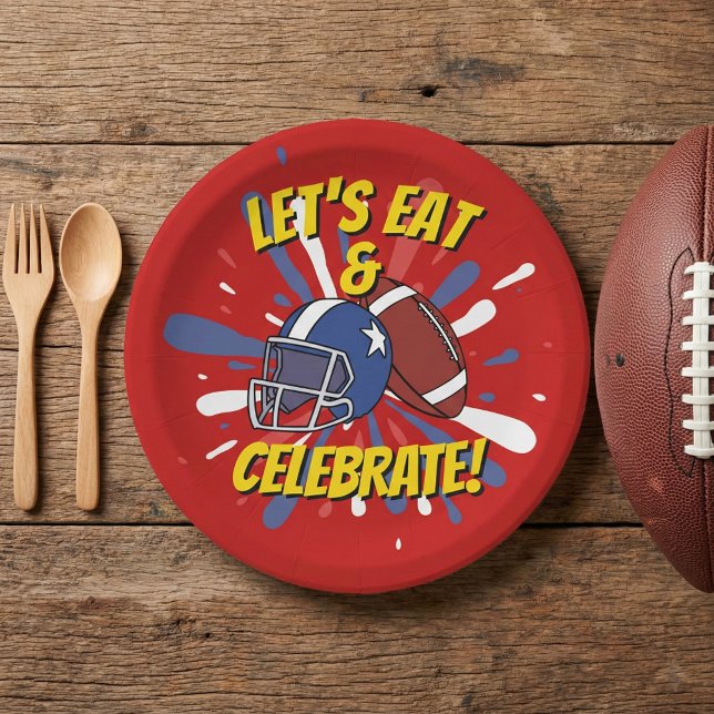 Spielerisch Red American Football Helmet Geburtsta Pappteller (Von Creator hochgeladen)