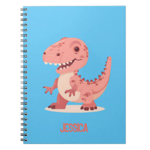 Spielerisch rosa T-Rex Dino mit Kindername Notizblock