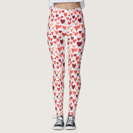 Spielerisch von Hand gezeichnete rote Herzmuster a Leggings