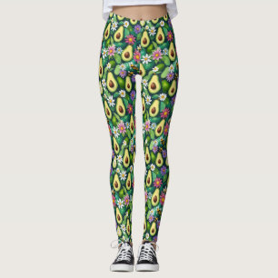 Spielerische Avocados mit Bienen und Blume Leggings