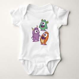 Spielerische Cartoon-Monster - Niedliche Mit Augen Baby Strampler