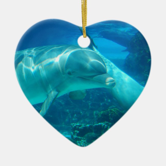 Spielerische Delphin-Verzierungen Keramik Ornament (Vorne)