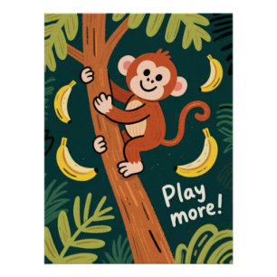 Spielerische Dschungelaffen-Zitat-Kunst Poster