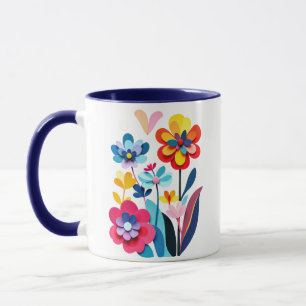Spielerische Farbige Papiergeschnittene Blumen Abs Tasse