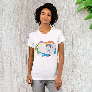Spielerische Girl Sketch Zeichnend mit farbenfrohe T-Shirt