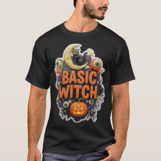 Spielerische Halloween-Grundhexen-Illustration T-Shirt