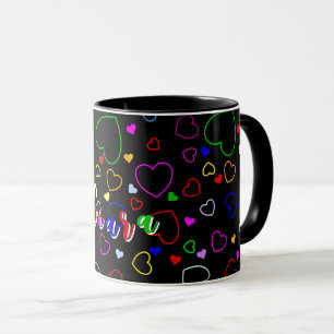 Spielerische Herzen und Ihr Individuelle Name, far Tasse