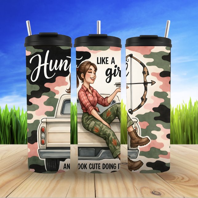 Spielerische Huntress, Niedliche Camouflage Thermosbecher (Von Creator hochgeladen)