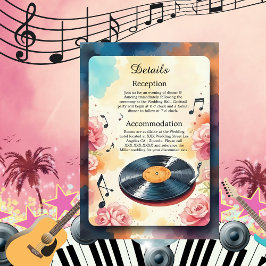spielerische musikalische Hochzeit mit floralen Aq Begleitkarte