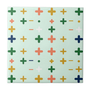 Spielerische Pluszeichen Geometrisches Retro-Muste Fliese